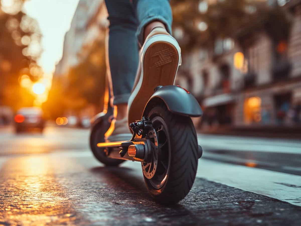 Close up of feet on an scooter going down the street for article Phoenix Transportation Resources