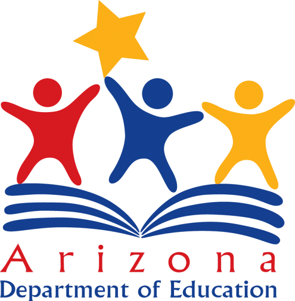 a group of people holding a star above a book. Arizona Department of Education Logo