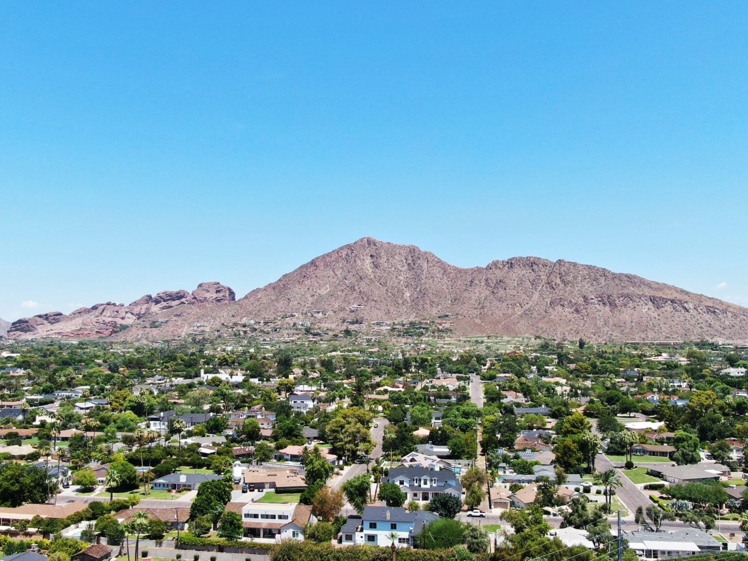 view of mountain in PHoenix with blue sky