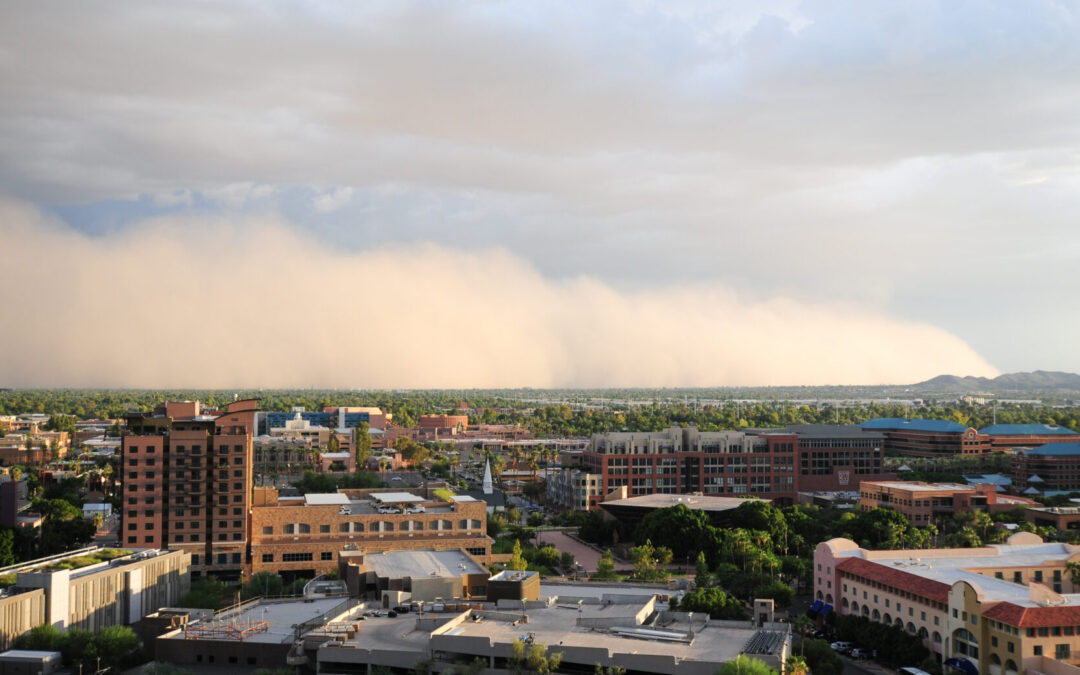 Dust storm approaching Phoenix.What does Arizona homeowners insurance not cover